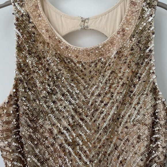 Aidan Mattox formal long gold beaded dress evening gown - Picture 12 of 14